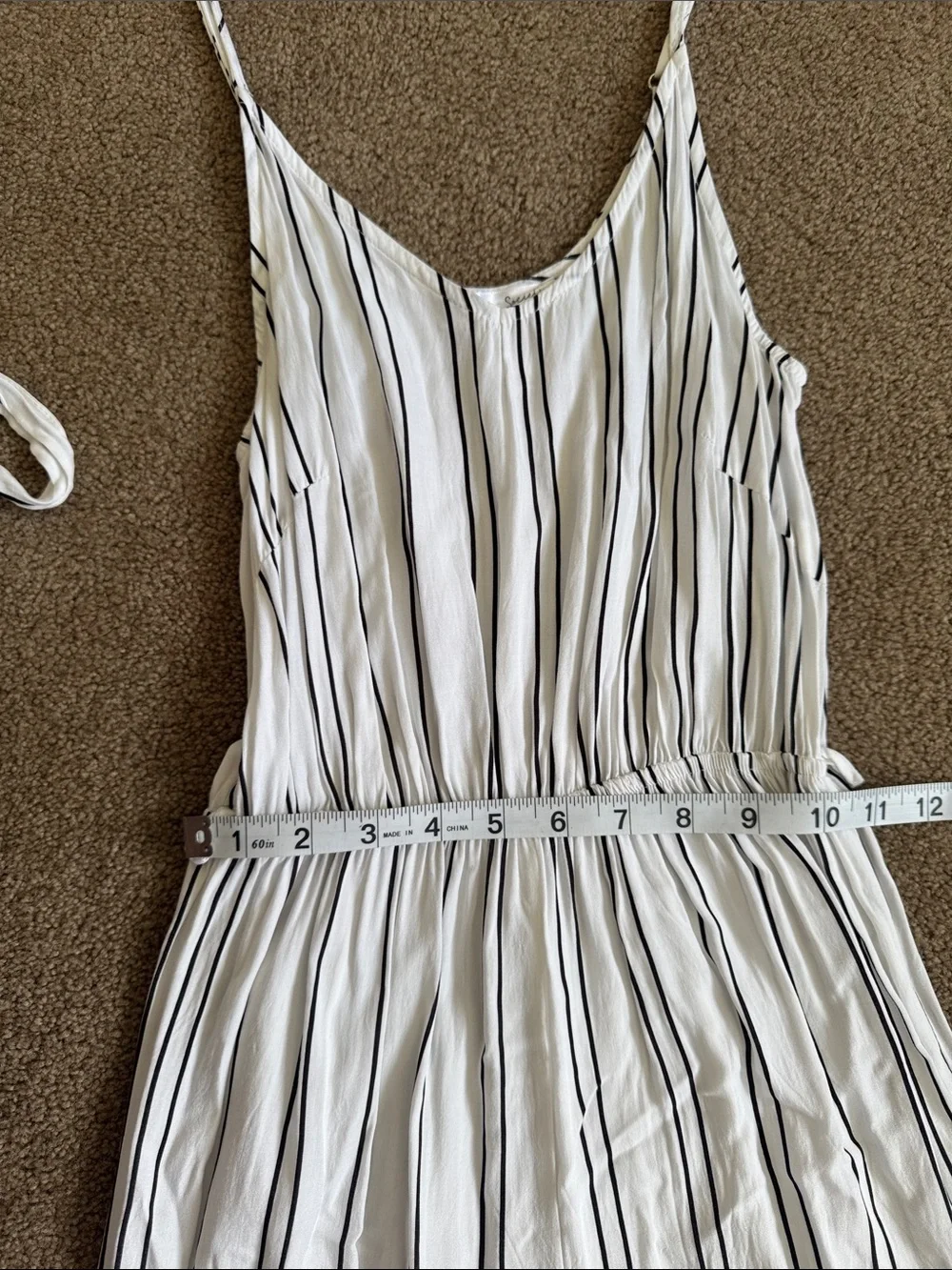 SWS Striped White Wide Split Leg Jumpsuit with Removable Belt - size small - Picture 3 of 5